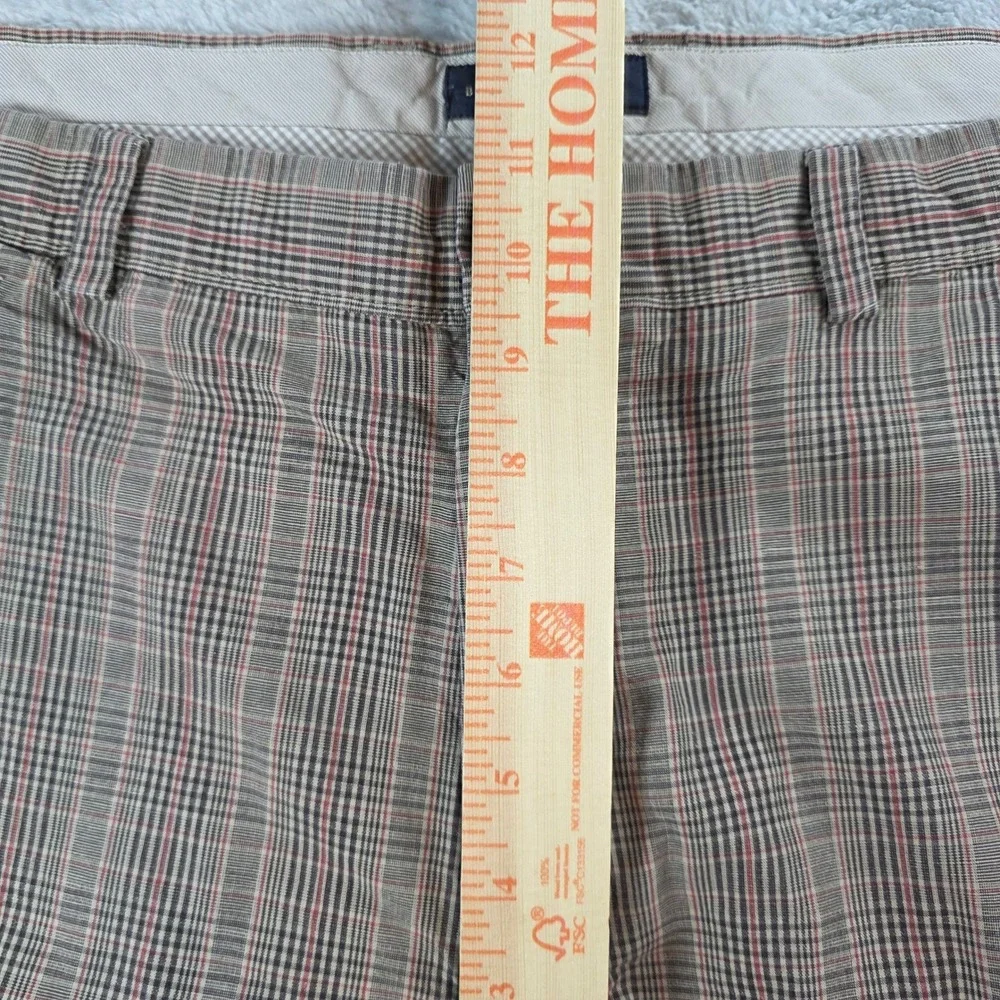 Banana Republic Mens 38 Brown Plaid Cotton‎ Linen Chino Shorts 647028 Summer 09